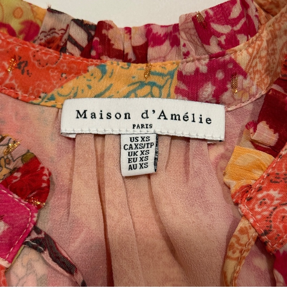 Maison d’Amelie Paris Anthropologie Boho Floral Patchwork Blouse Size XS - Picture 3 of 6